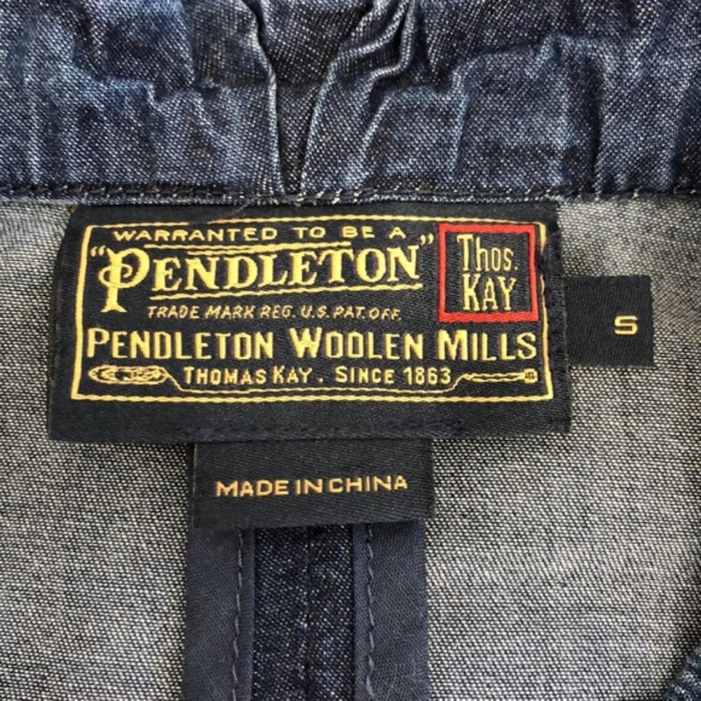 Pendeleton Denim Button Front Mandarin Collar Top - image 5